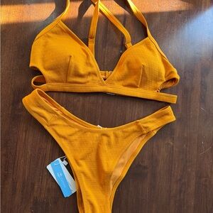 Cupshe Mustard Yellow Bikini Set